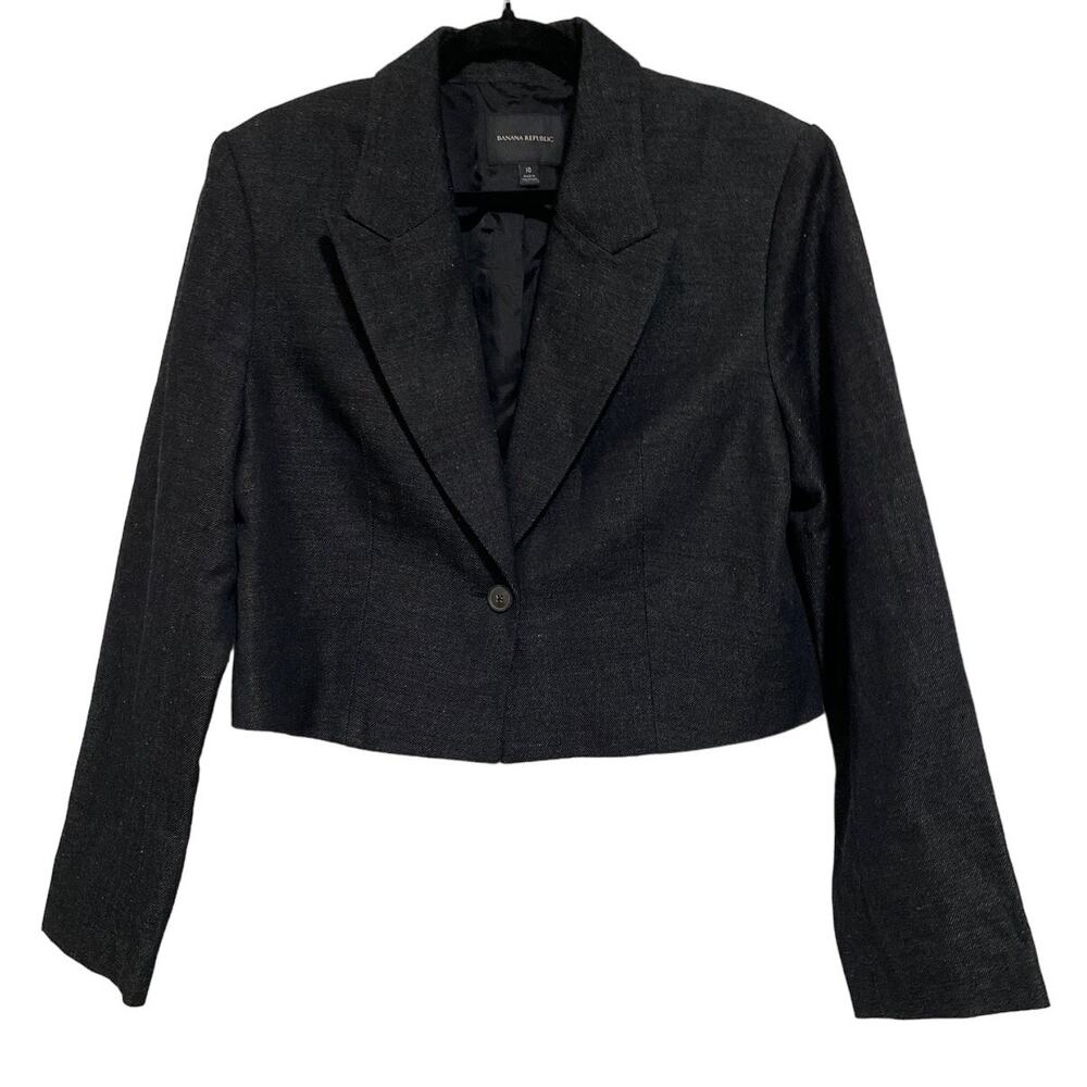 Banana Republic Blazer womens 10 Cropped Wool Career Capsule Wardrobe Timeless
